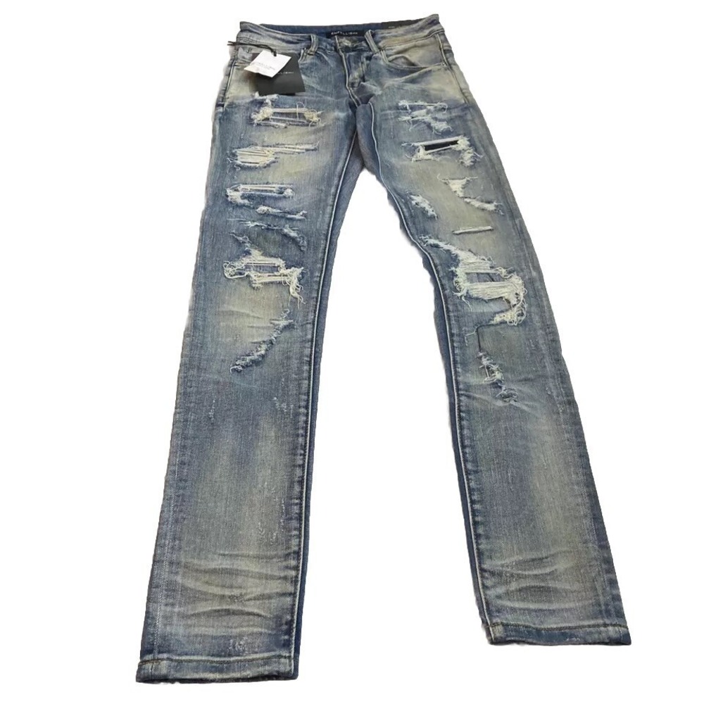 Embellish Womens Skinny Jeans 28x32.5 Distressed Blue EMBF121-121 New York